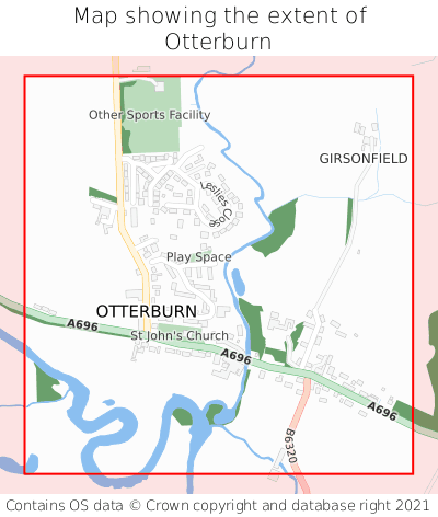 Map showing extent of Otterburn as bounding box