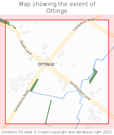 Map showing extent of Ottinge as bounding box