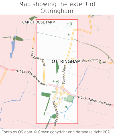 Map showing extent of Ottringham as bounding box