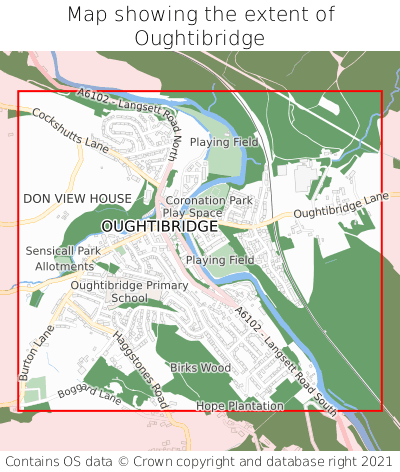 Map showing extent of Oughtibridge as bounding box