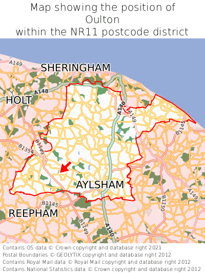 Map showing location of Oulton within NR11