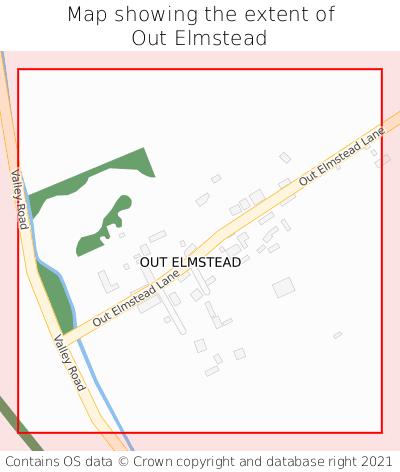 Map showing extent of Out Elmstead as bounding box