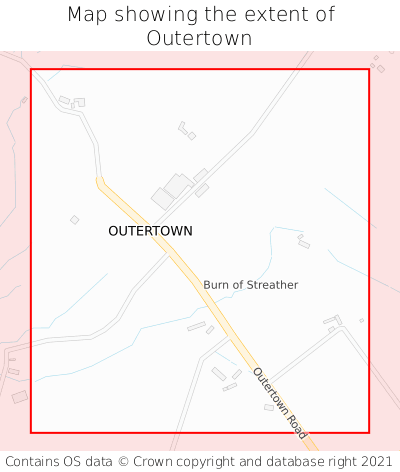 Map showing extent of Outertown as bounding box
