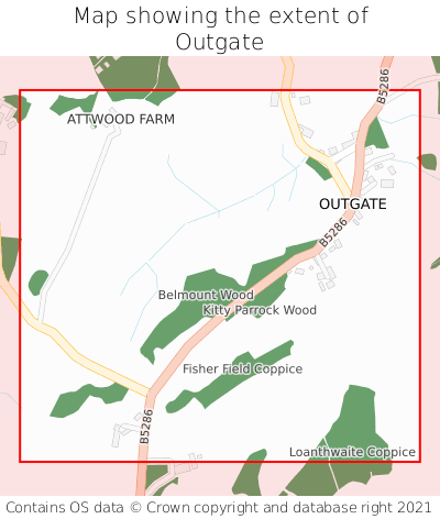 Map showing extent of Outgate as bounding box