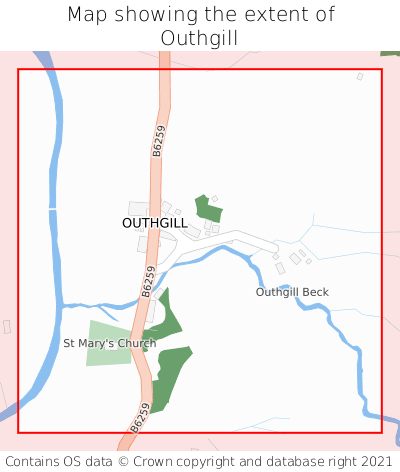 Map showing extent of Outhgill as bounding box