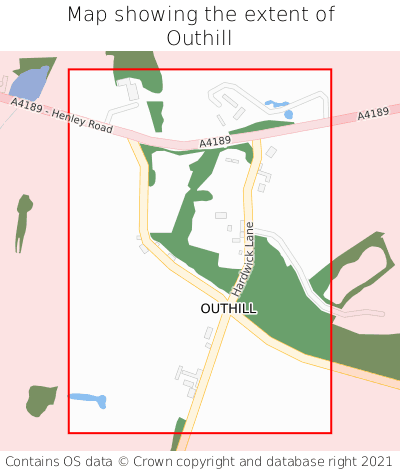 Map showing extent of Outhill as bounding box