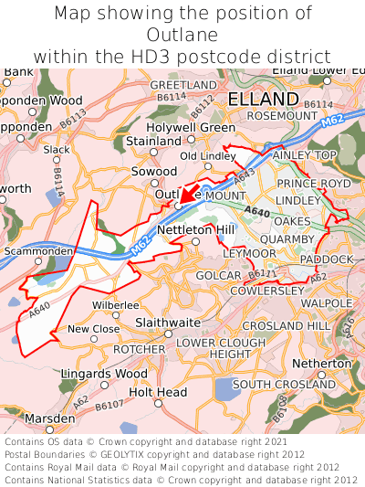 Map showing location of Outlane within HD3