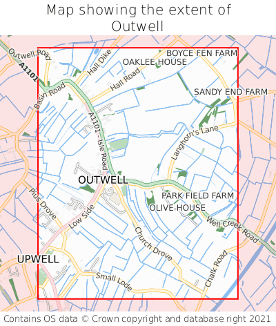 Map showing extent of Outwell as bounding box