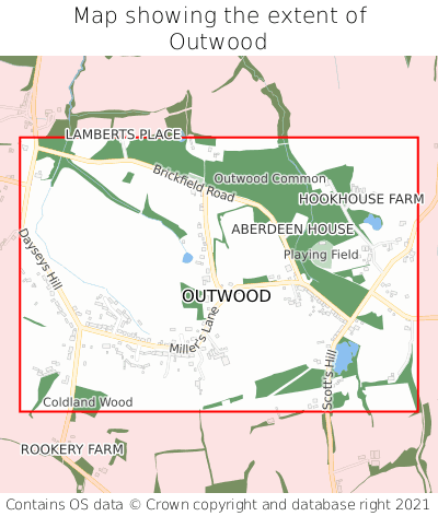 Map showing extent of Outwood as bounding box