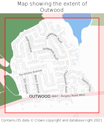 Map showing extent of Outwood as bounding box