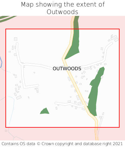 Map showing extent of Outwoods as bounding box