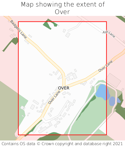 Map showing extent of Over as bounding box