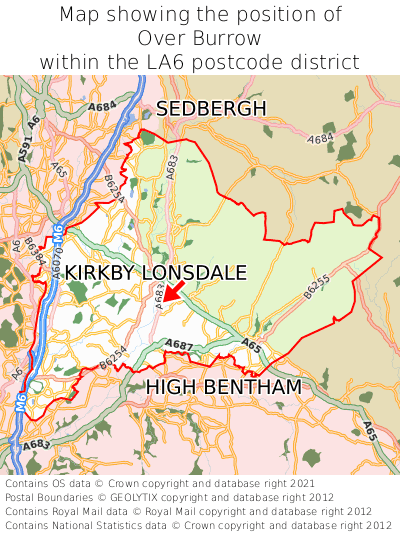 Map showing location of Over Burrow within LA6