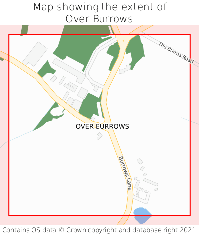 Map showing extent of Over Burrows as bounding box