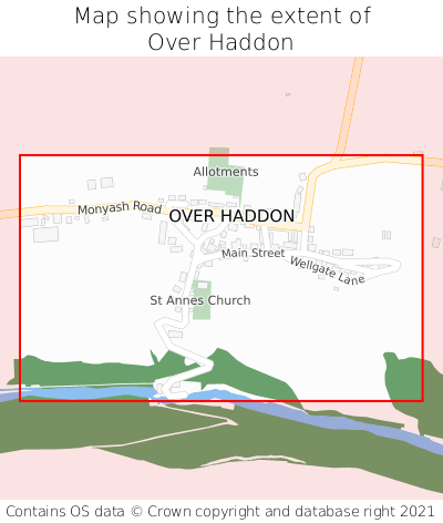 Map showing extent of Over Haddon as bounding box