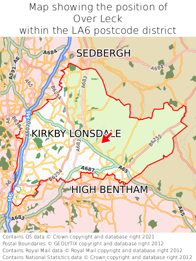 Map showing location of Over Leck within LA6