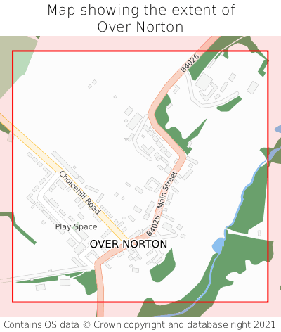 Map showing extent of Over Norton as bounding box