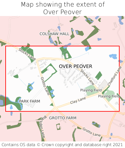 Map showing extent of Over Peover as bounding box
