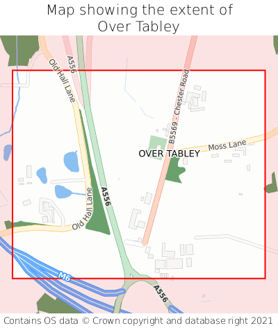 Map showing extent of Over Tabley as bounding box