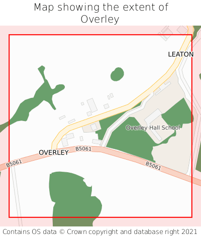 Map showing extent of Overley as bounding box