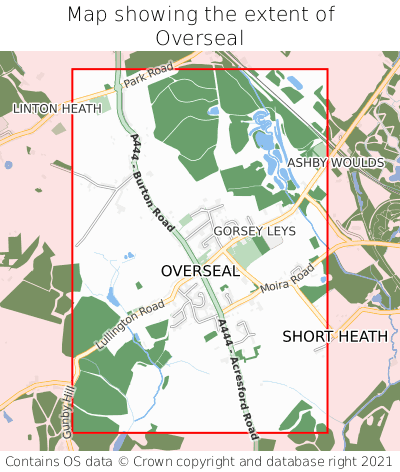Map showing extent of Overseal as bounding box