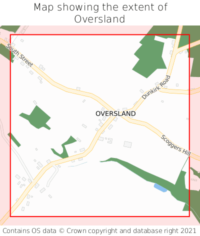 Map showing extent of Oversland as bounding box