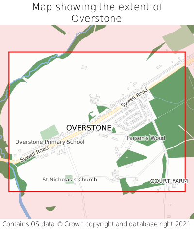 Map showing extent of Overstone as bounding box