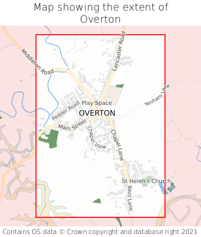 Map showing extent of Overton as bounding box