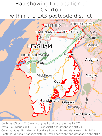 Map showing location of Overton within LA3