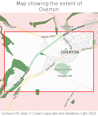 Map showing extent of Overton as bounding box