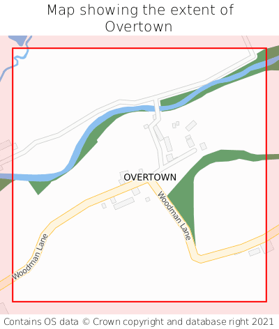 Map showing extent of Overtown as bounding box