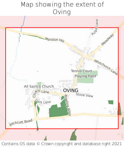 Map showing extent of Oving as bounding box