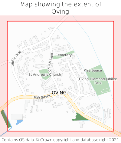 Map showing extent of Oving as bounding box