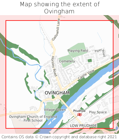 Map showing extent of Ovingham as bounding box
