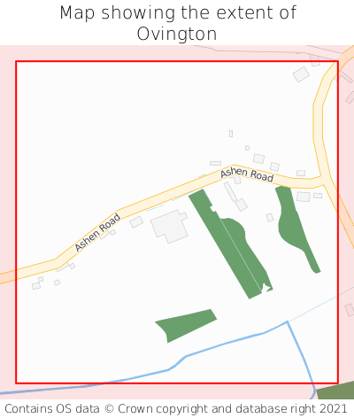 Map showing extent of Ovington as bounding box