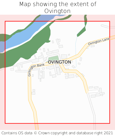 Map showing extent of Ovington as bounding box