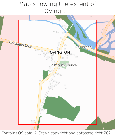 Map showing extent of Ovington as bounding box