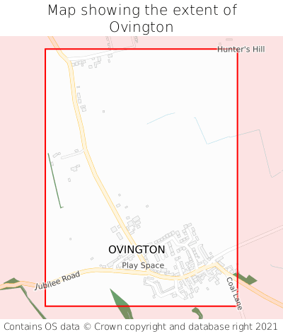 Map showing extent of Ovington as bounding box