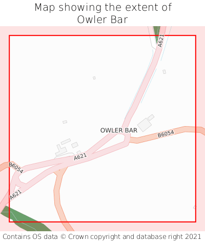 Map showing extent of Owler Bar as bounding box