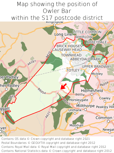 Map showing location of Owler Bar within S17