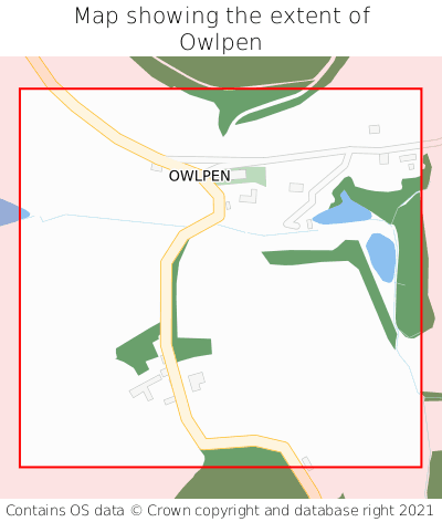 Map showing extent of Owlpen as bounding box