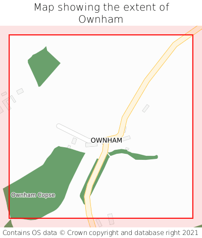 Map showing extent of Ownham as bounding box