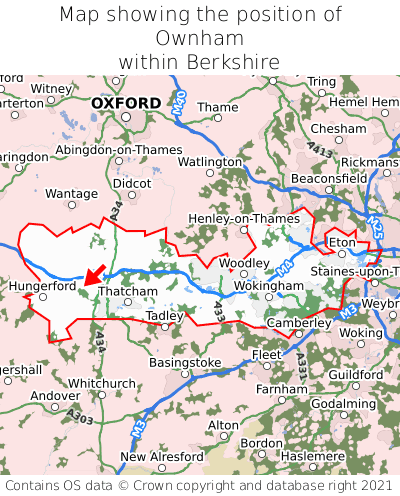 Map showing location of Ownham within Berkshire