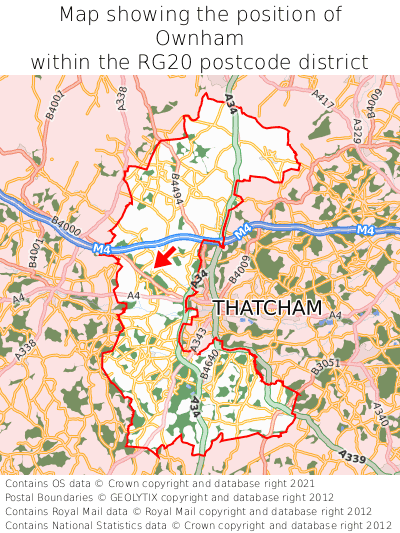 Map showing location of Ownham within RG20