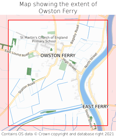 Map showing extent of Owston Ferry as bounding box
