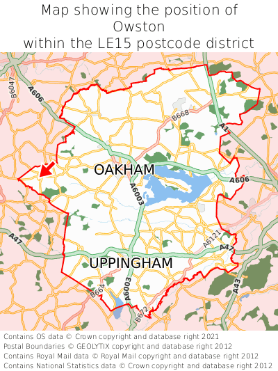 Map showing location of Owston within LE15