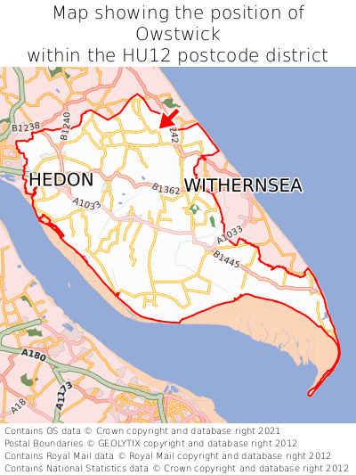 Map showing location of Owstwick within HU12