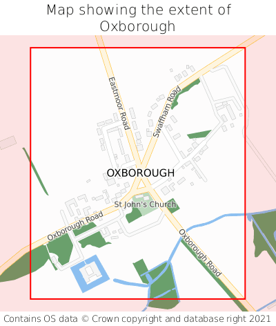 Map showing extent of Oxborough as bounding box