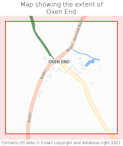 Map showing extent of Oxen End as bounding box