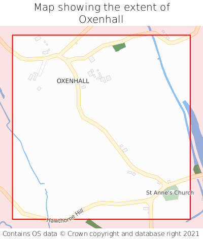 Map showing extent of Oxenhall as bounding box